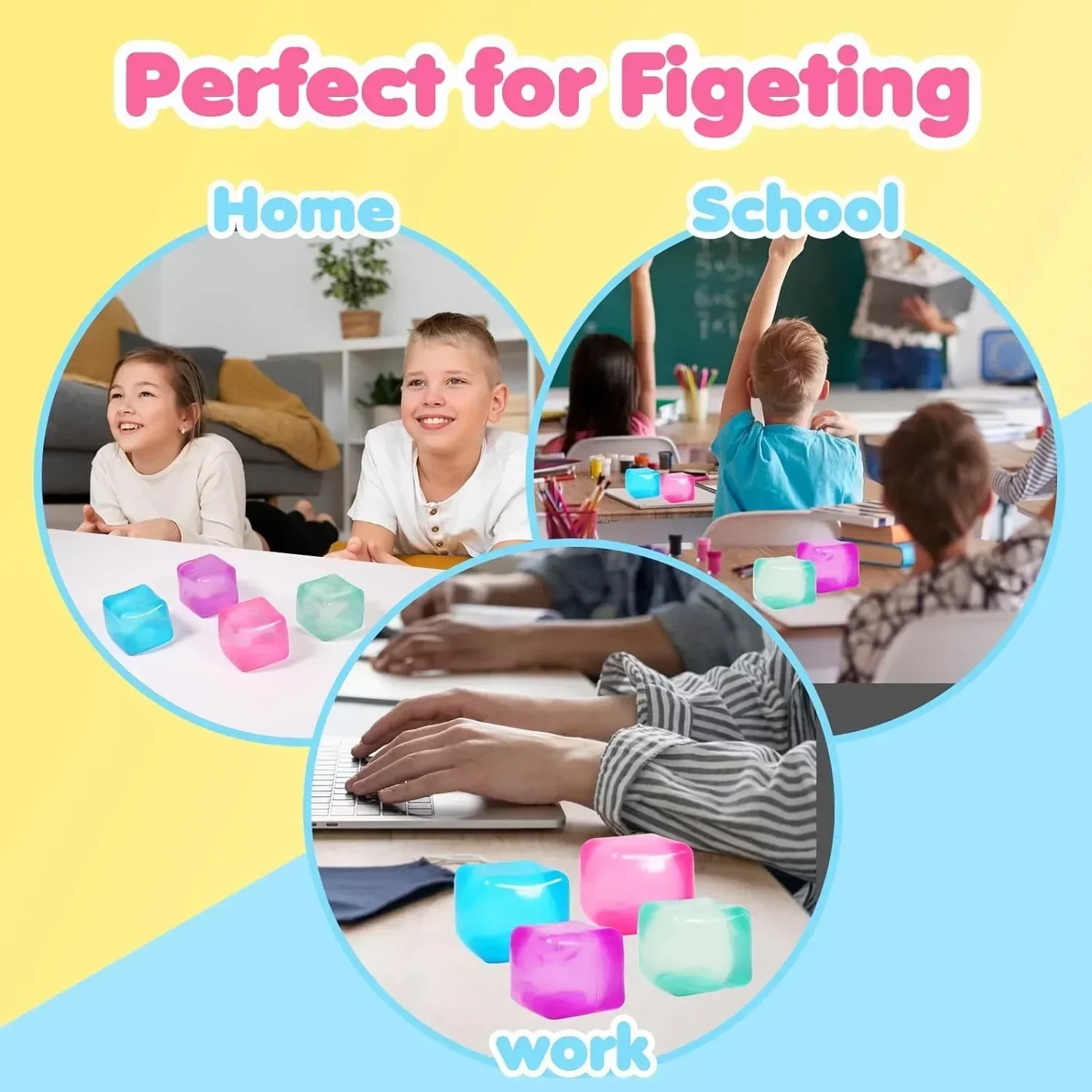 High Density Gel Ice Cube Square Decompression Vent Toy Squishy Stress Ball Squeeze Toys Stress Relief Sensory Toy Squeeze Toys
