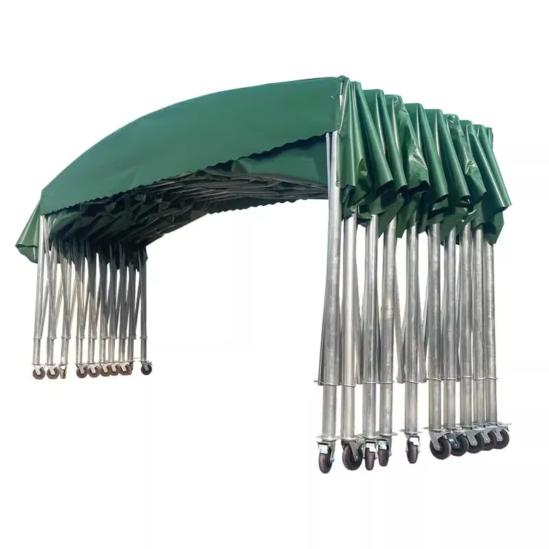 Canopy outdoor rainproof telescopic large push-pull canopy mobile canopy warehouse stall tent electric parking shed