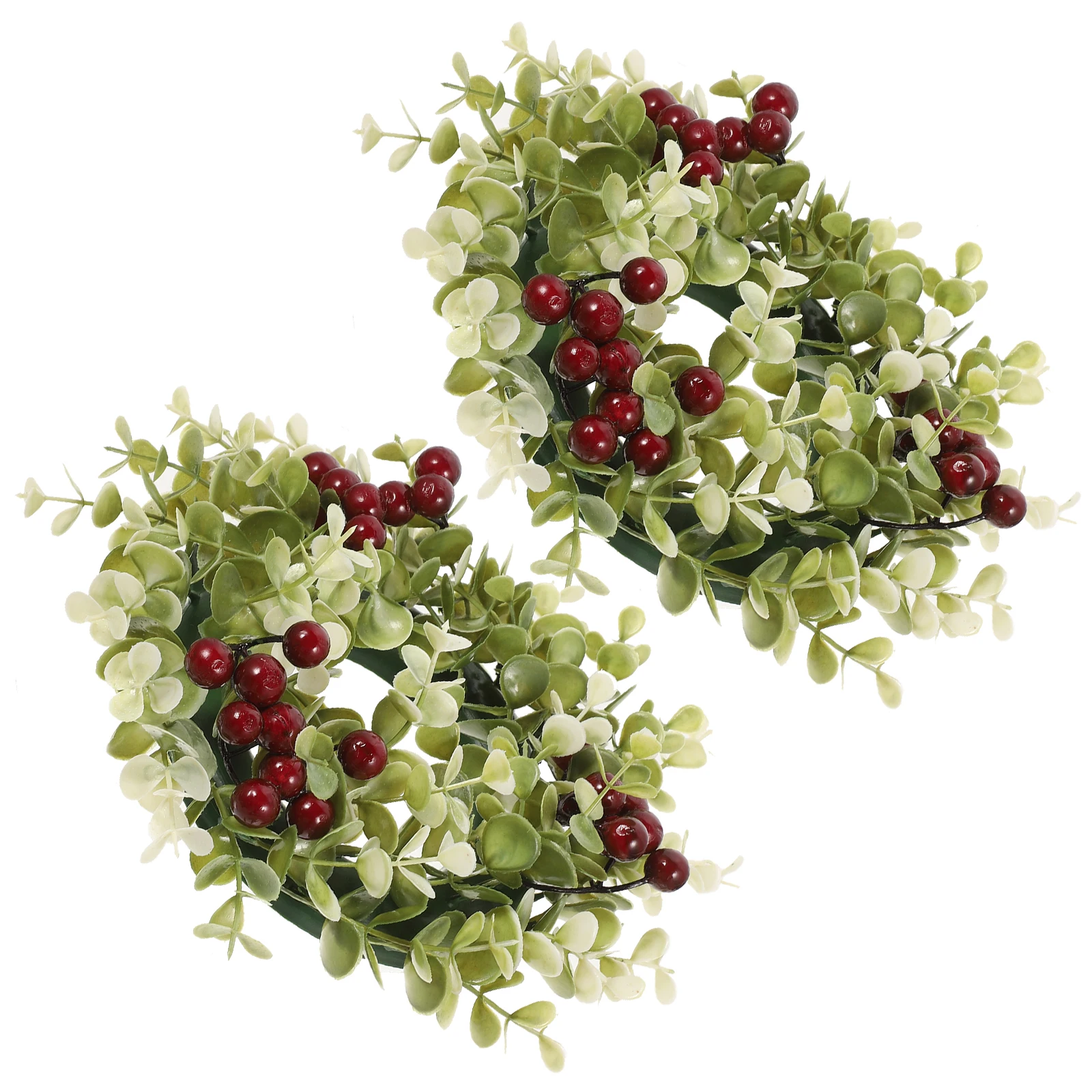 

2pcs Fake Leaf Ring Christmas Table Decor Nordic Artificial Plants Party Wedding Decoration Xmas Wreath Holder Pillar