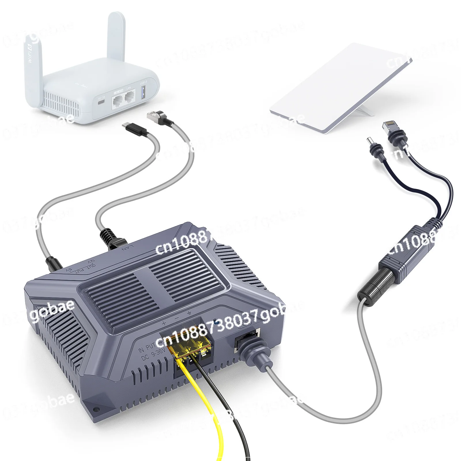 5 in 1 PoE Injector 200W Internet Compatible Device with Type-C and USB Output