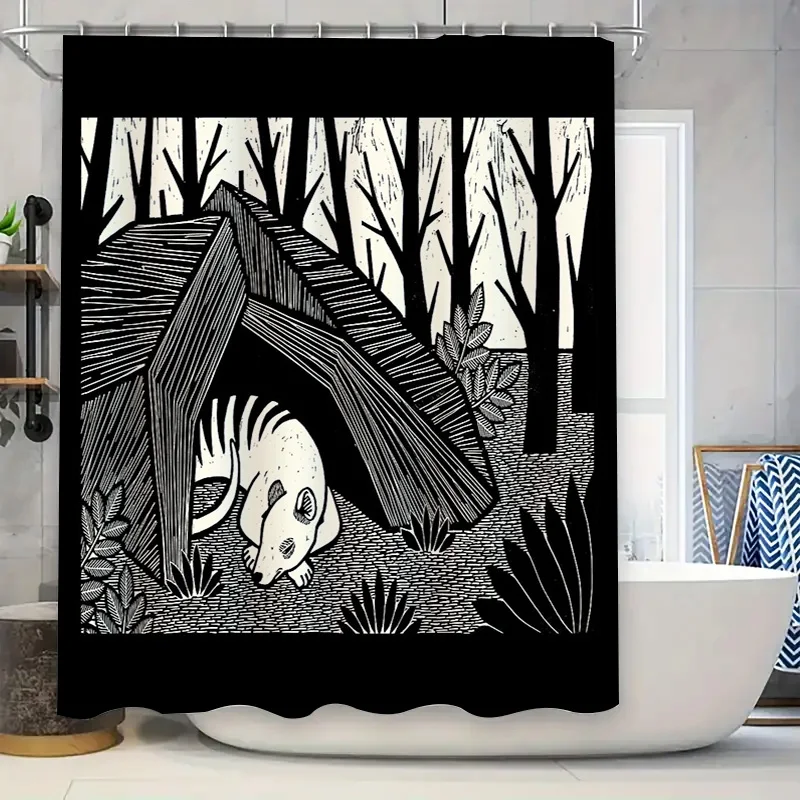 Cortina de ducha de zorro natural, bosque, Animal, bosque, vida salvaje, decoración de baño, decoración lavable para el hogar