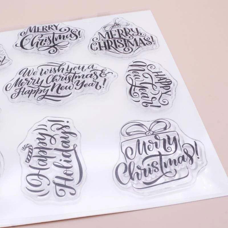 QX2E Christmas Greetings Silicone Clear Seal Stamp DIY Scrapbooking Embossing Photo Album Decorative Paper Card