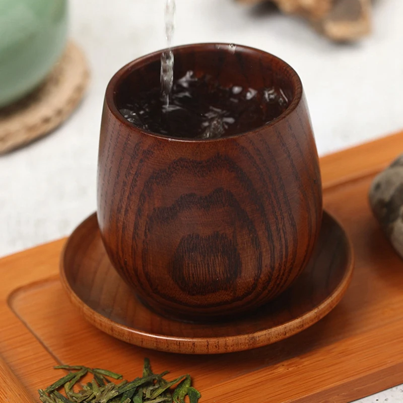 New Japanese Style Log Cup Wooden Big Belly Cup Sake Solid Wood Retro Insulated Teacup Set Drinking Cup 150ML