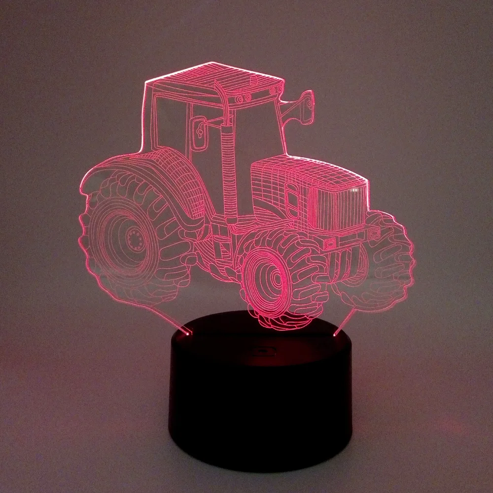 New Tractor 3d Nightlight Remote Touch Colorful Gift Led Night Light Novelty Luminaria Led 3d Light Fixtures