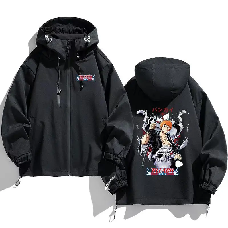 

Водонепроницаемая ветрозащитная куртка с капюшоном и принтом Ichigo Kurosaki из аниме Dead Souls, весна-осень-зима