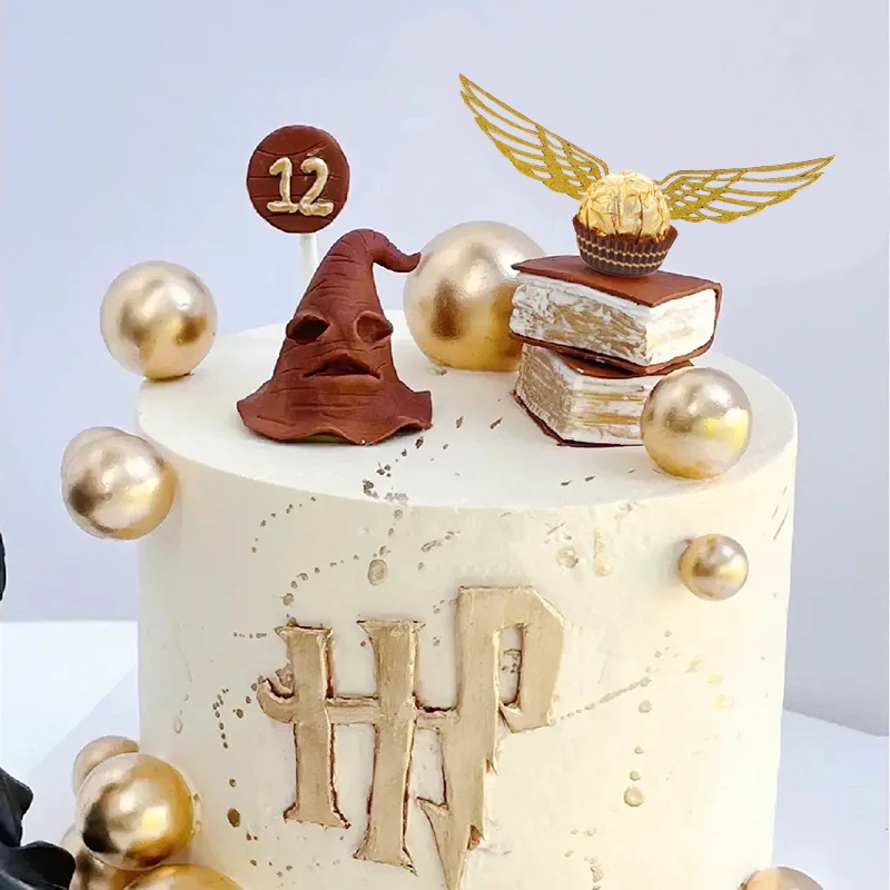 50Pcs Gold Wings Chocolate Cake Decoration Angel Wings Wizard Cupcake Topper Snitch Wedding Birthday Party Decor