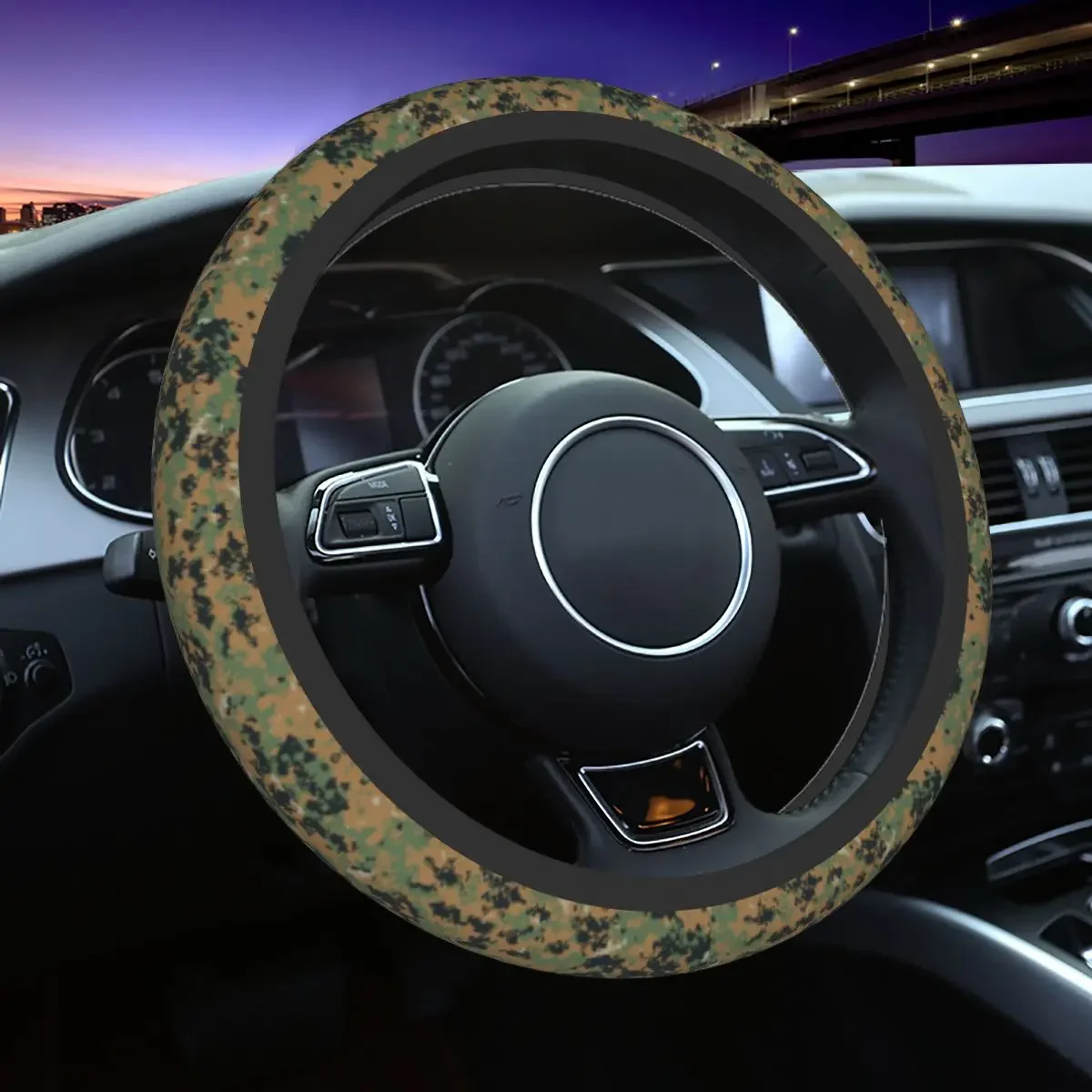 37-38cm Marpat Military Army Camo Auto Car Steering Wheel Cover Woodland Camouflage 14.5-15 Inch Steering Wheel Protector Trucks