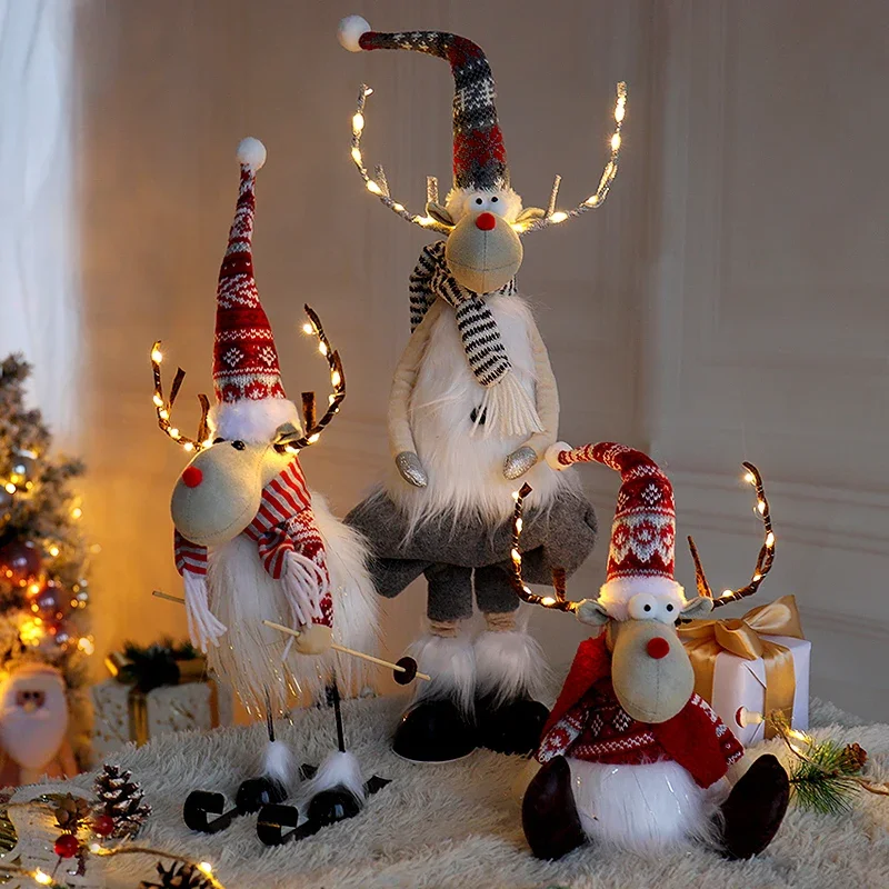 New Year's Day Nordic ins wind small elk ornament Christmas tree small gift luminous doll doll with lamp