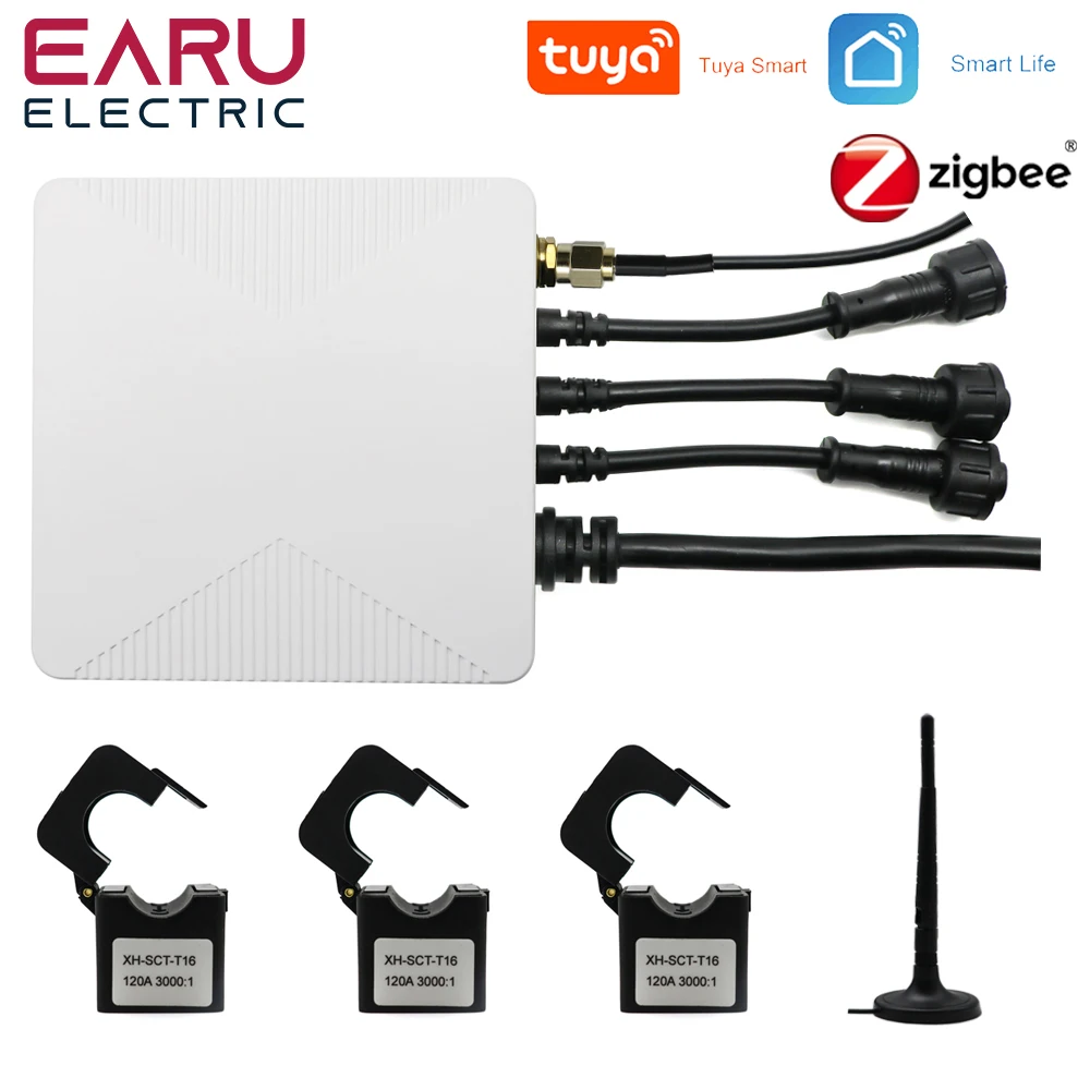 Tuya Wifi Zigbee Inteligente Medidor de Energia Kwh Power Monitor Fase Monofásica 500a 300a 200a 120a 80a Braçadeira Transformador Atual