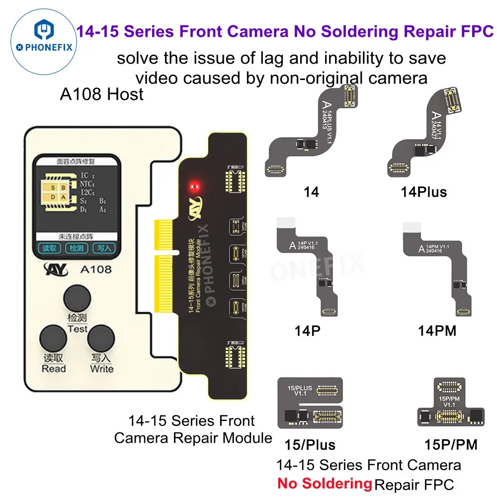 Ay a108フロントカメラ修理フレックス、iPhone 14-15pro max plus用のはんだ付けなし、オートフォーカス障害、写真撮影、ラグの問題