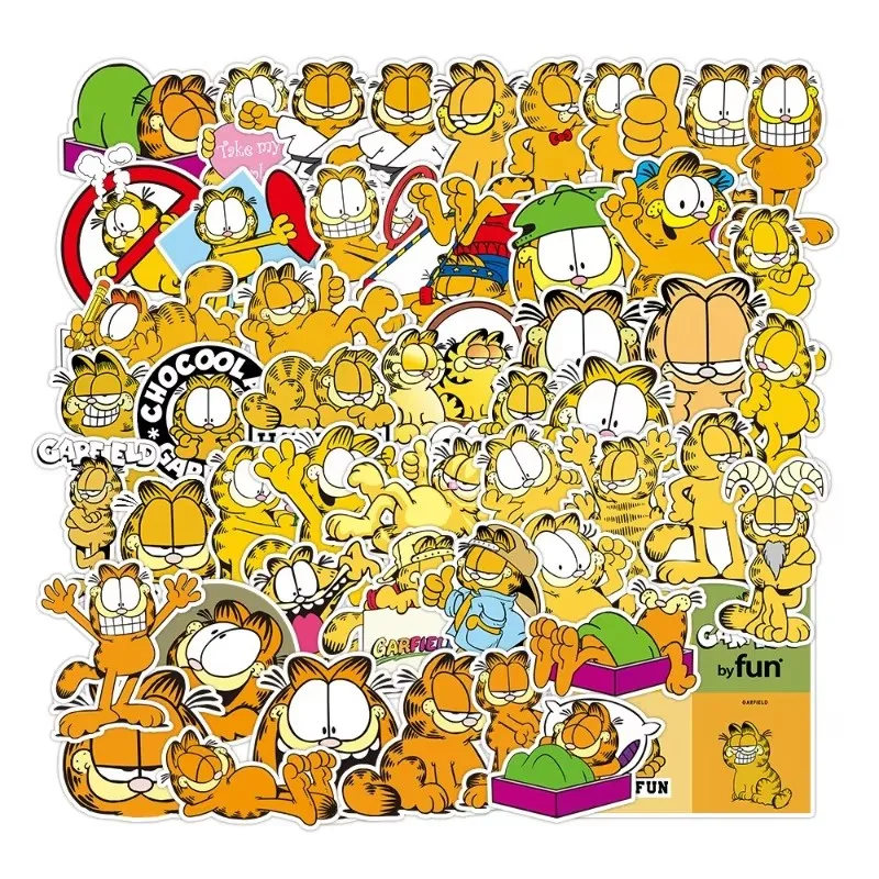 50pcs Garfield Expression Stickers Cute Cartoon Children’s Stationery Water Cup Luggage Laptop Waterproof Decorative Stickers