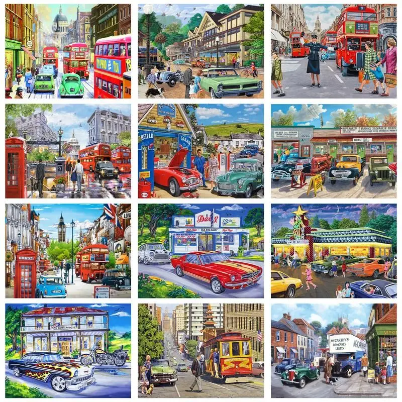 

CHENISTORY Cartoon Car Illustration Picture By Numbers For Adults Kits Paintng By Number Canvas Home Decoration For Adults