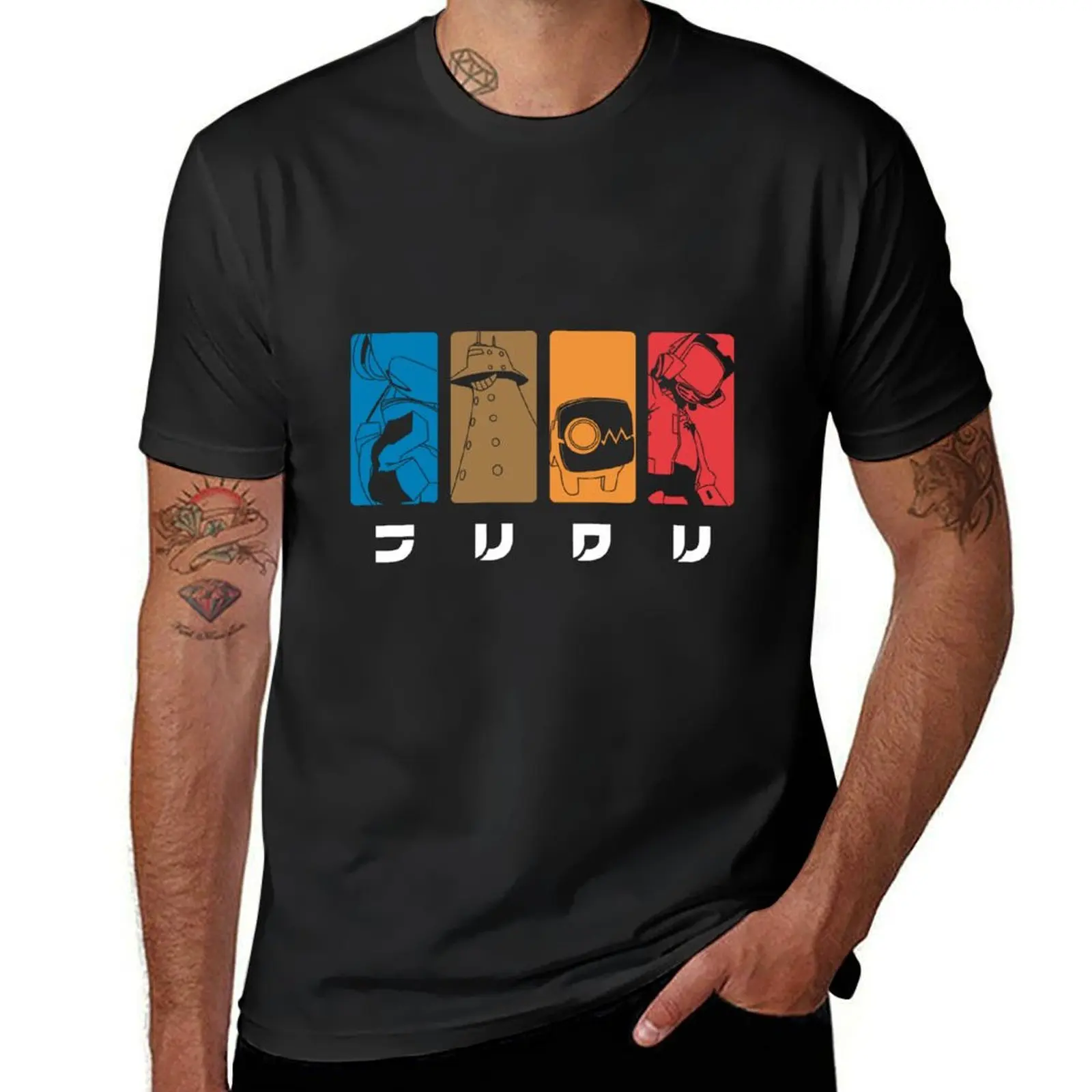 

FLCL T-Shirt anime stuff vintage blue lock men graphic t shirts