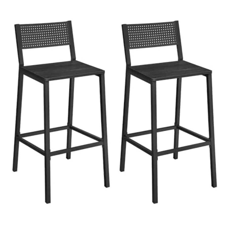 

Bar Stool Set of 2, Bar Chairs for Kitchen, Dining Room, Industrial, and Black