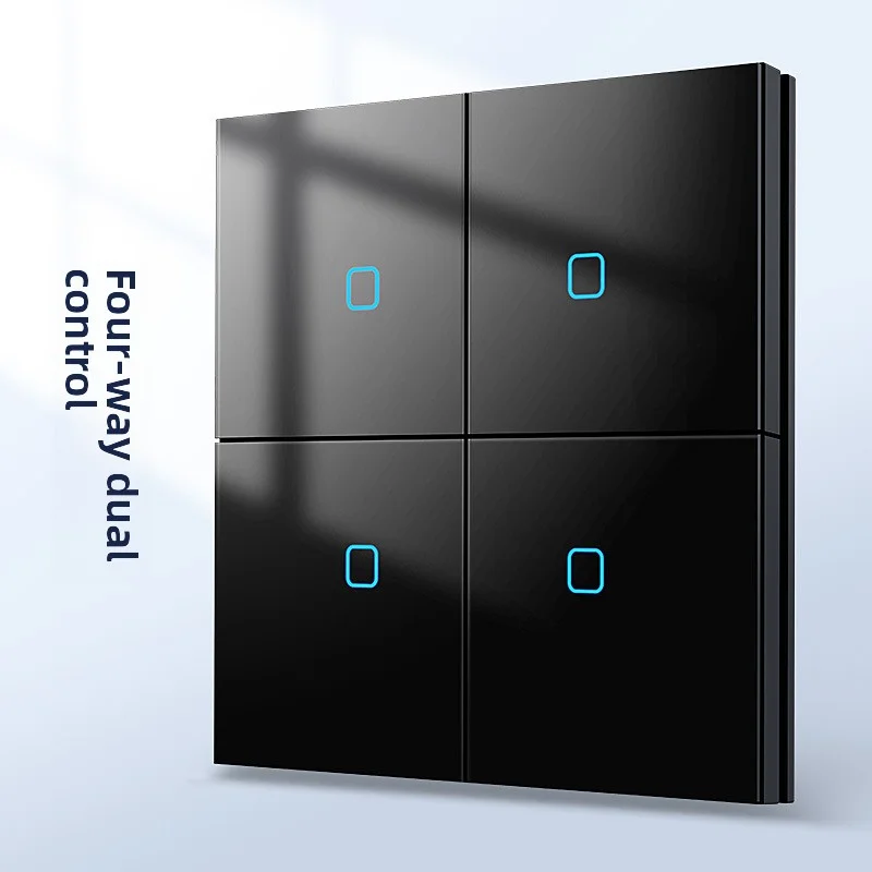 86 Type Black Concealed Tempered Glass Switch Panel For Household Use Single Open Dual Control Wall Switch Led Night Light