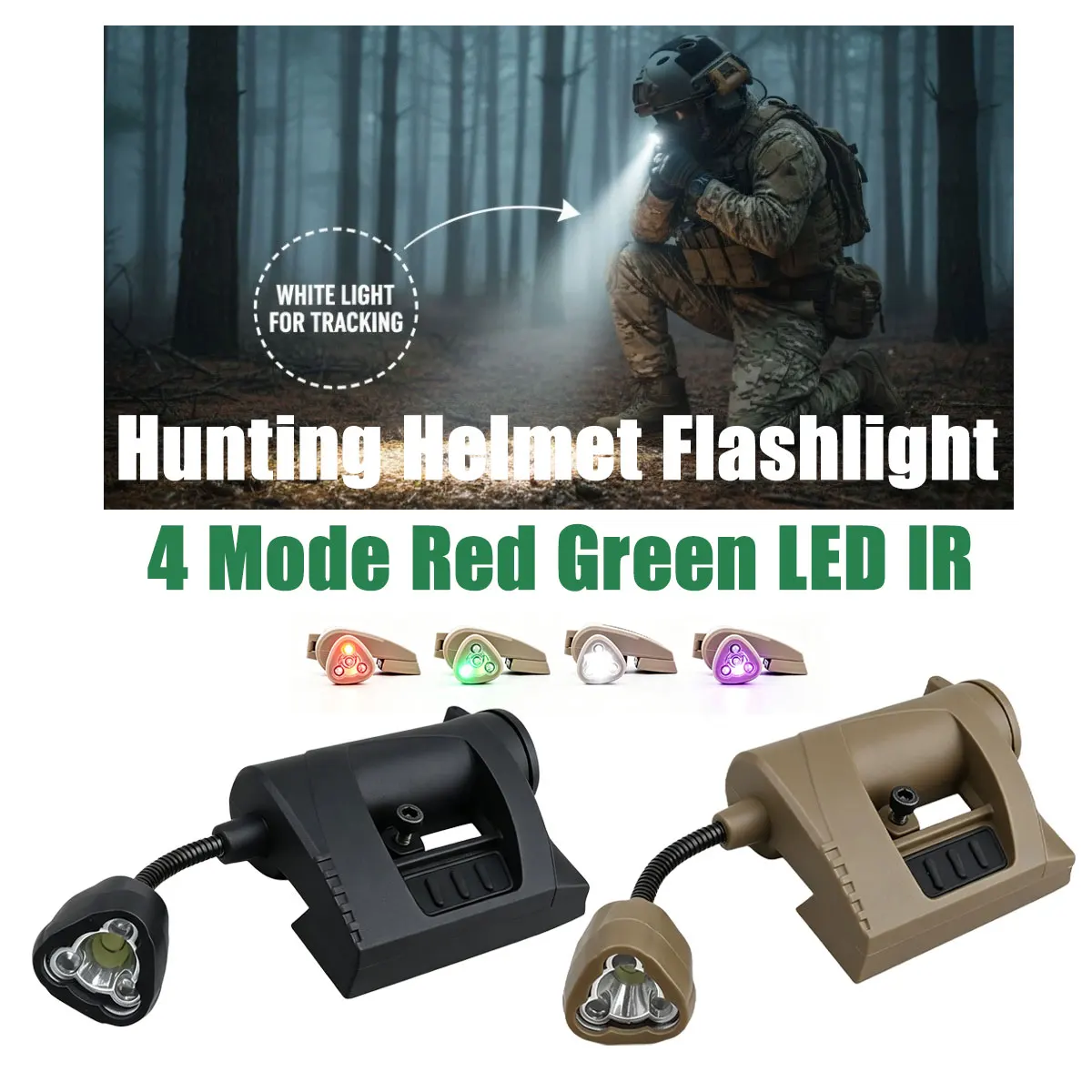 MPLS CHARGE Tactical Helmet Flashlight 3 Modes LED Light Tactical Head Night Lighting Energy Saving Outdoor Hunting Headlamp