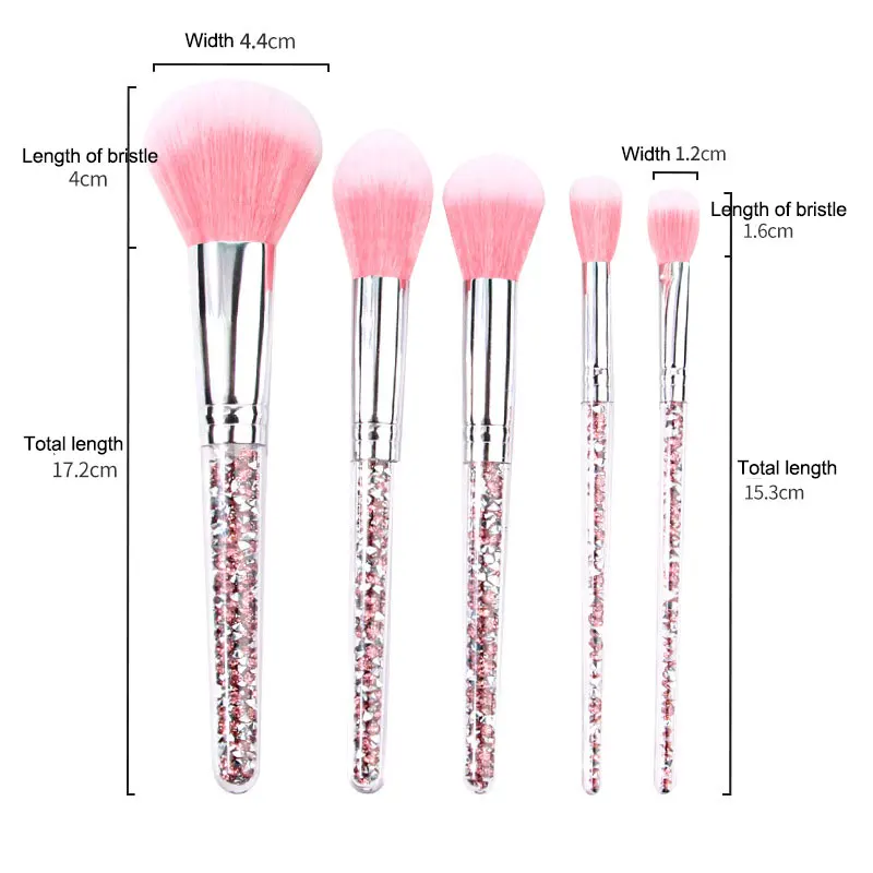 5pcs Diamond Makeup Brush Set Face Powder Brush Highlight Bursh Nasal Eye Shadow Blush Brush Smudge Professional Beauty Tools