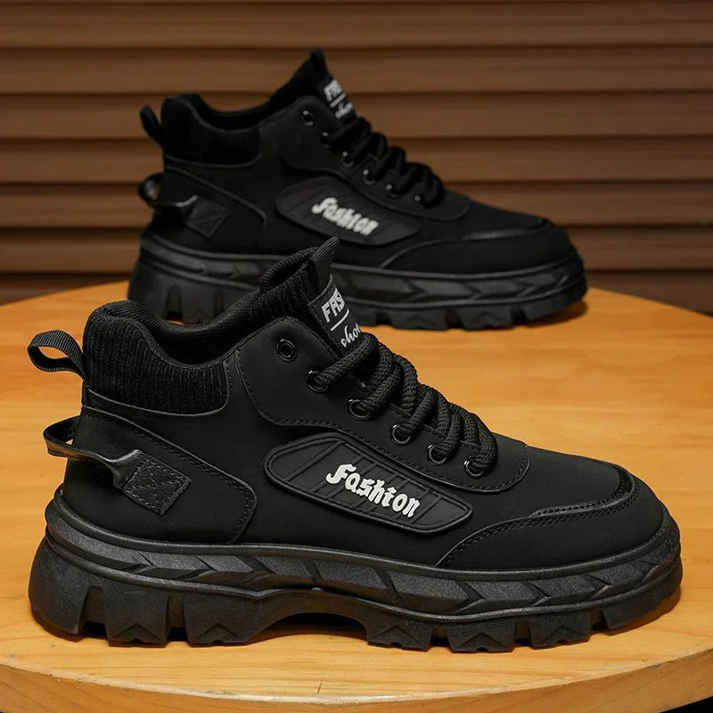 Men's Shoes 2025 Autumn New Shoes Outdoor Mountaineering Sports Leisure Thick soled Anti slip Height Increasing Work Boots