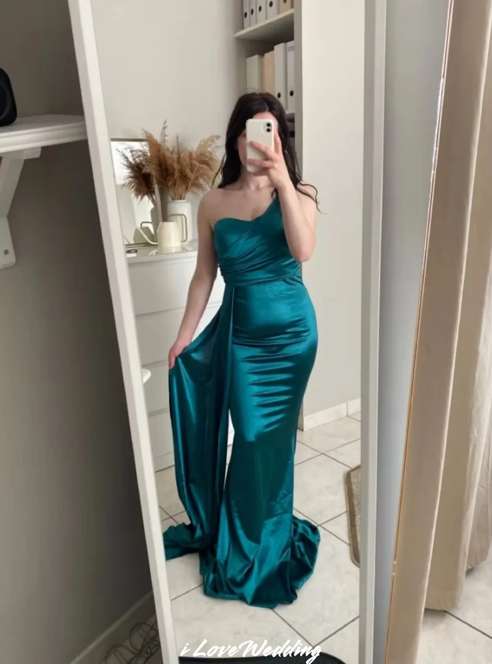 

Elegant One Shoulder Bridesmaid Dress 2025 Sleeveless Mermaid Pleated Sweep Train Evening Dress Wedding Guest Dress Customized