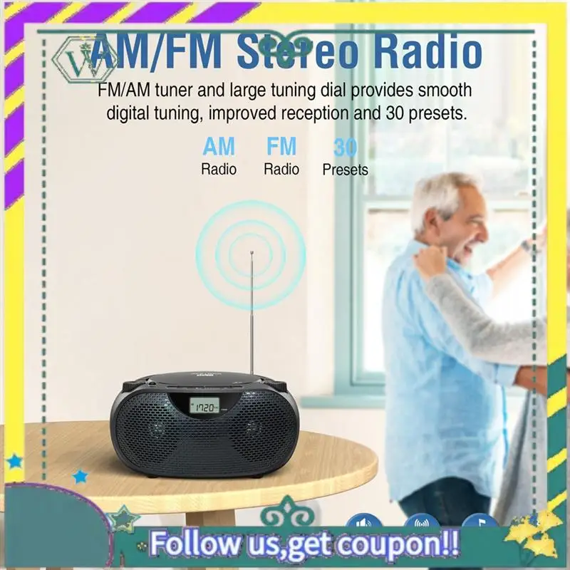 

НОВЫЙ портативный CD-плеер Бумбокс Bluetooth CD-плеер Бумбокс AM/FM-радио USB-порт CD-плеер Стереозвук Динамик Домашний MP3 CD Playe