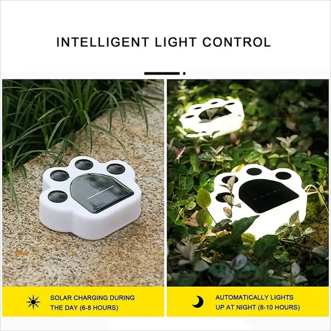 4szt Solar Paw Print Lights, Solar Garden Light, Waterproof Cat Dog Animal Path Paw Lamp, Led Path Lights, For Patio Garden Path