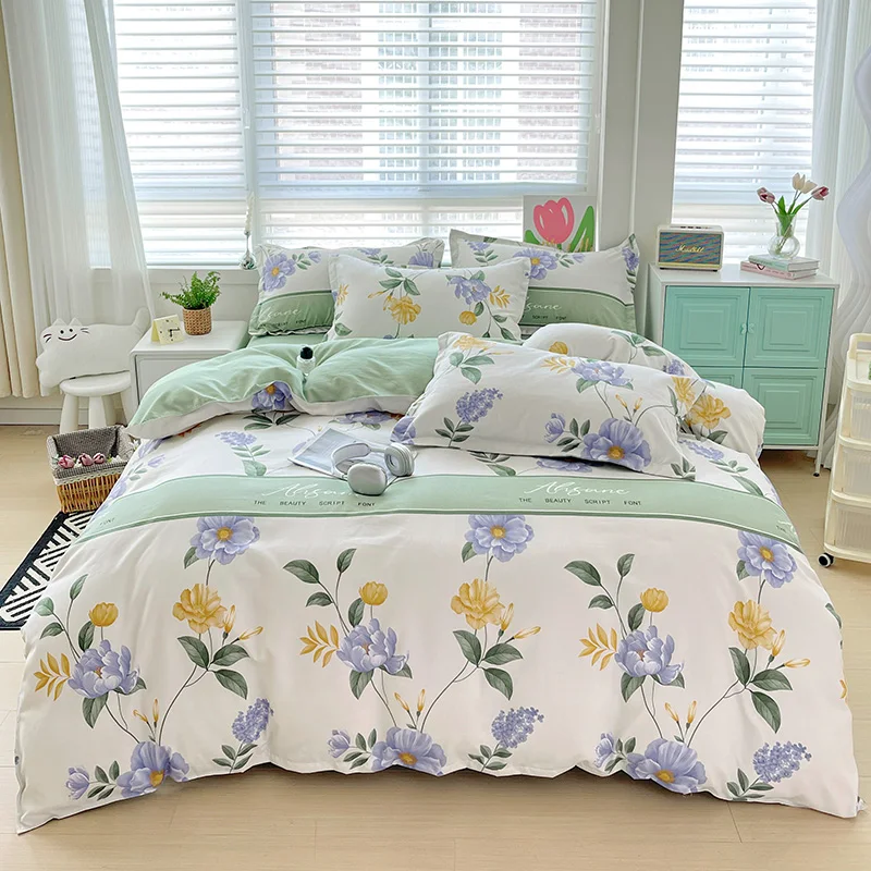 Plant Cashmere Thickened Brushed Duvet Cover, Soft Skin-Friendly Zipper Bedding Quilt Cover, Multiple Cute Prints for Bedroom