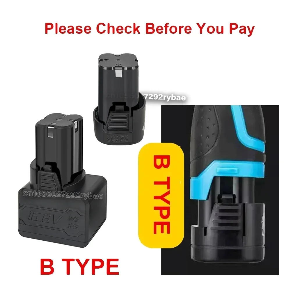 16.8V Lithium Ion Li-ion Bateria recarregável Power Tools Acessórios para Cordless Screwdriver Pistol Drill Mini Angle Grinder