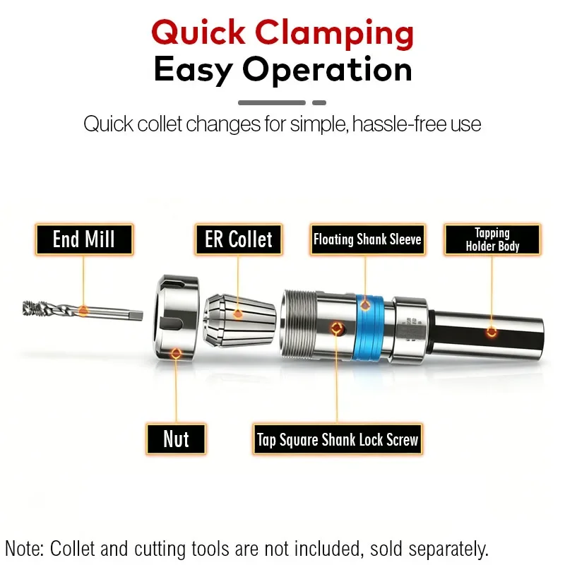 GS TER Telescopic Floating Tap Chuck Torque Overload Protection GS16-32 ER Collet Holder for CNC Lathe Milling Machine