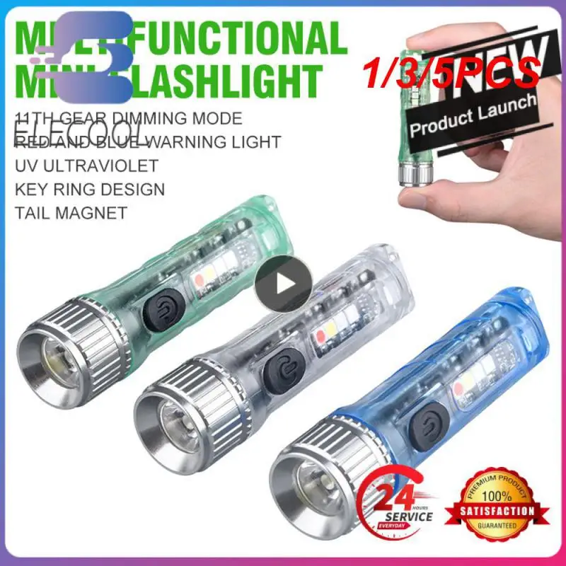 

1/3/5PCS Waterproof Portable Flashlight Long Press The Switch To Turn The Super Bright Mode Keychain Flashlight Mini Warn