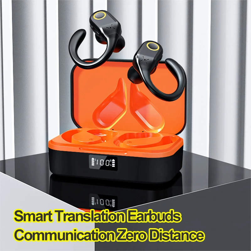 [Modern Look] Compact Wireless 5.3 Wireless Translator Earbuds with Charging Case - 144 Language Support, Noise Reduction, Long