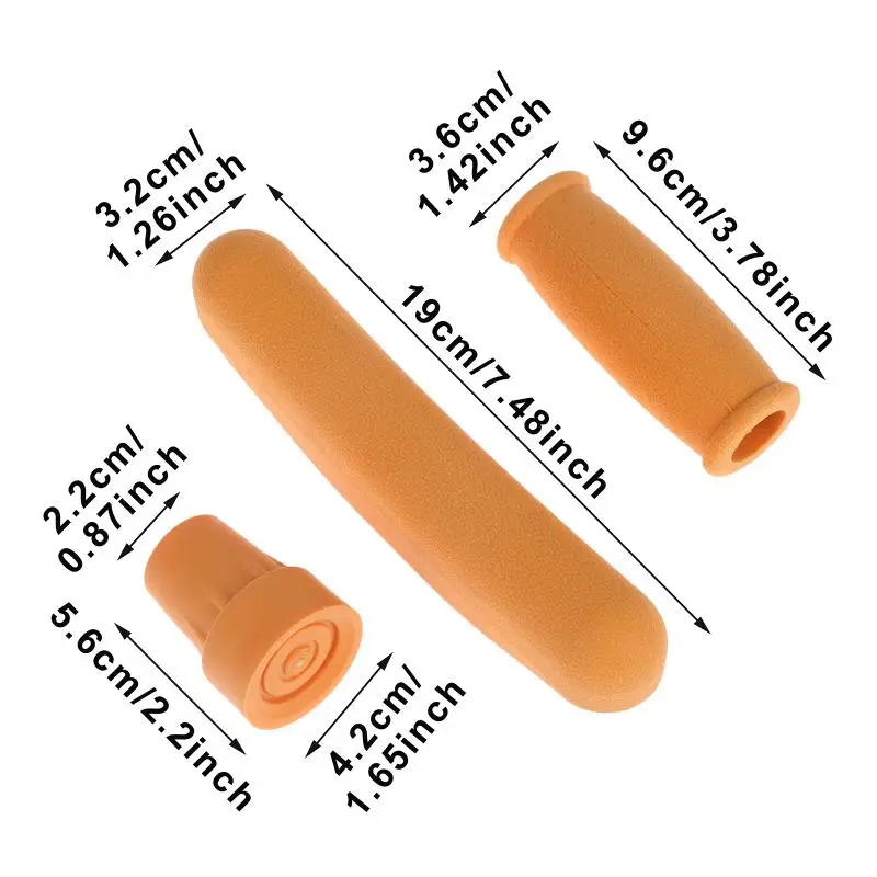 3-teiliges Zubehörset für Krücken: Ersatzpolster, rutschfeste Gummi-Unterarmkissen, Handgriffe und Krücken-Spitzkappen – Detail 6
