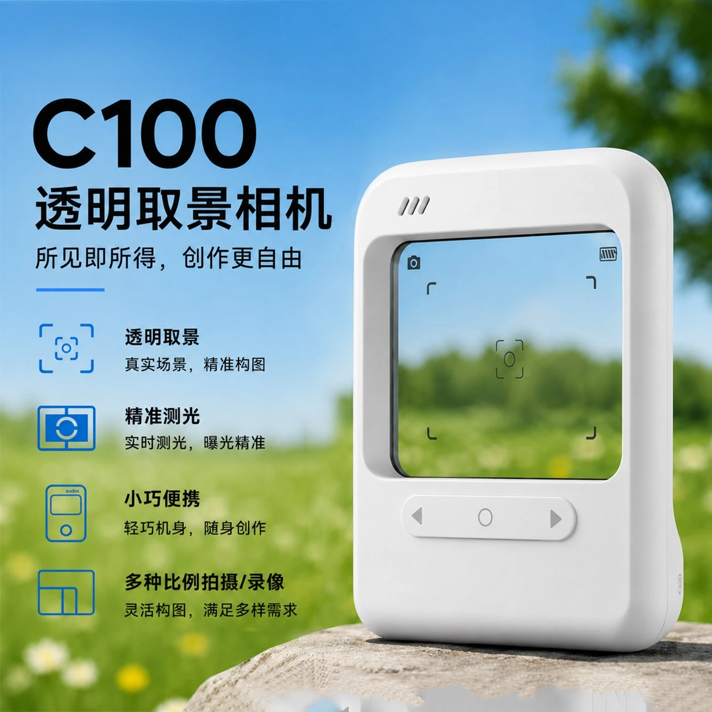C100 Camera Transparent Viewfinder Student Portable Mini Vlog Photo Video Camera