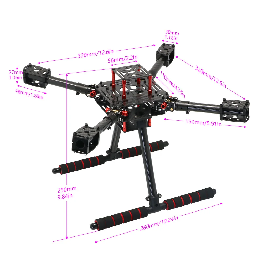 Telaio LX350 PRO LX350 PRO Ombrello pieghevole in fibra di carbonio a quattro assi Telaio carrello di atterraggio multirotore Rac