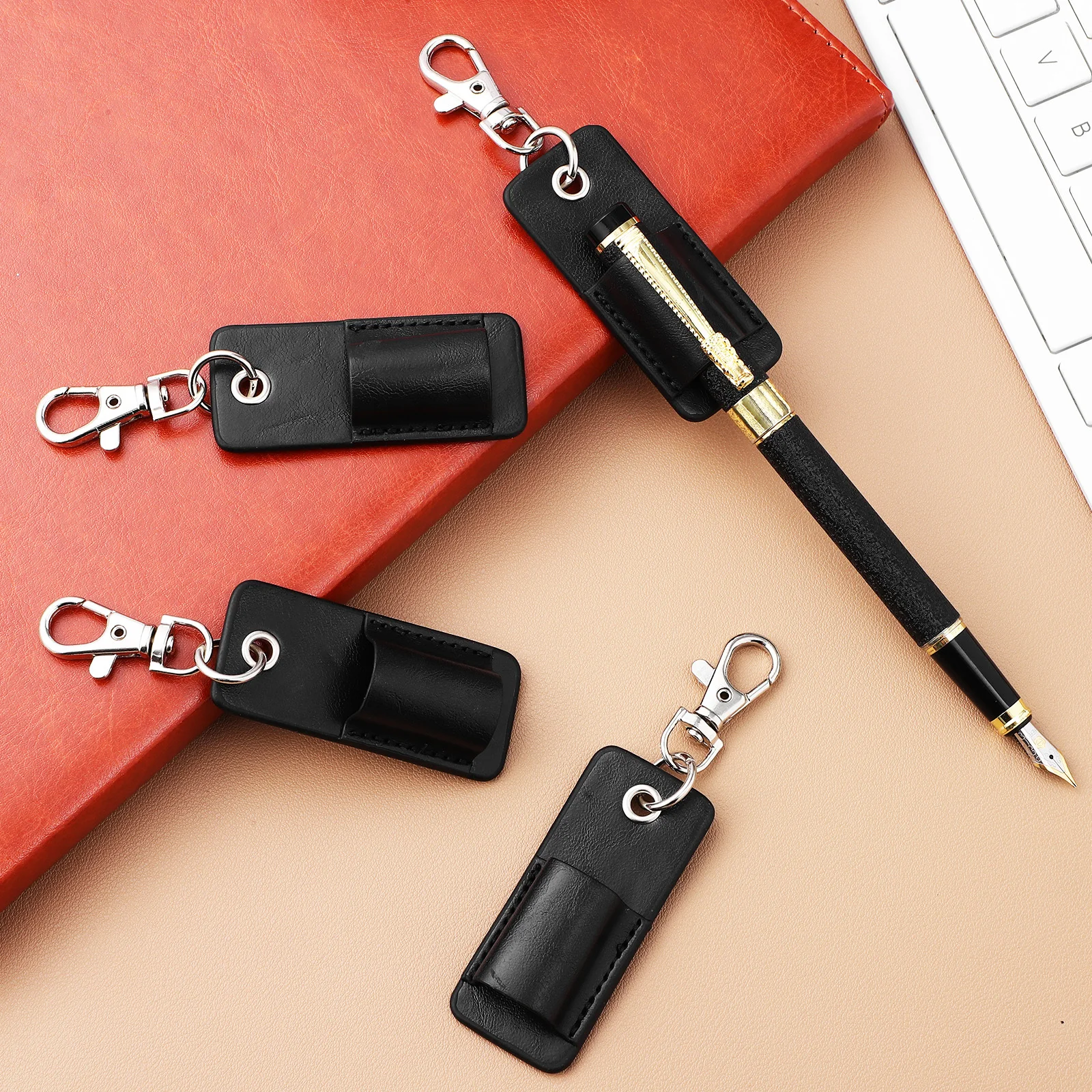 

4 pcs Pu Pen Holders For Lanyard Pencil Pouch Pocket Organizer Keychain Storage Multi-Use Tool Case
