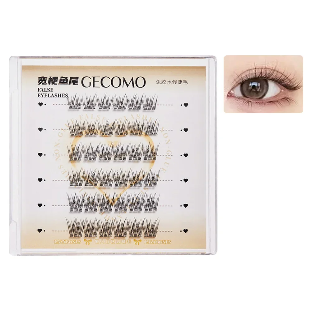 Press on Self Adhesive Cluster Lashes No Glue Needed Natural Look Segmented Eyelashes Reusable Black