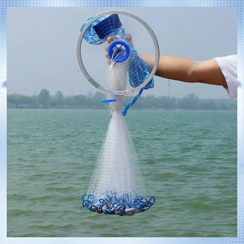 

ABMW-8Ft Full Spread Nylon Filament Fish Gill Net Easy Throw Fishing For Hand Cast