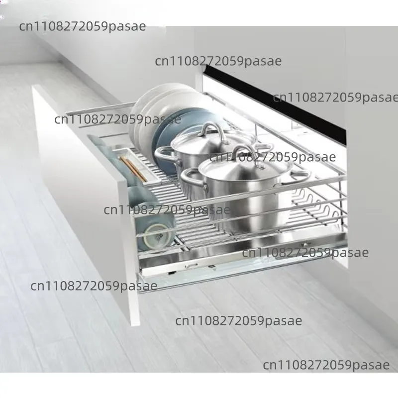 Three Side Kitchen Cabinet Disk Rack Accessories Set for Home Stainless Steel Soft Close