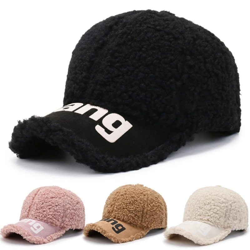 

New Winter Baseball Warm Letters Print Peaked Thermal Duck Tongue Hat Outdoor Coldproof for Sport Gym Birthday