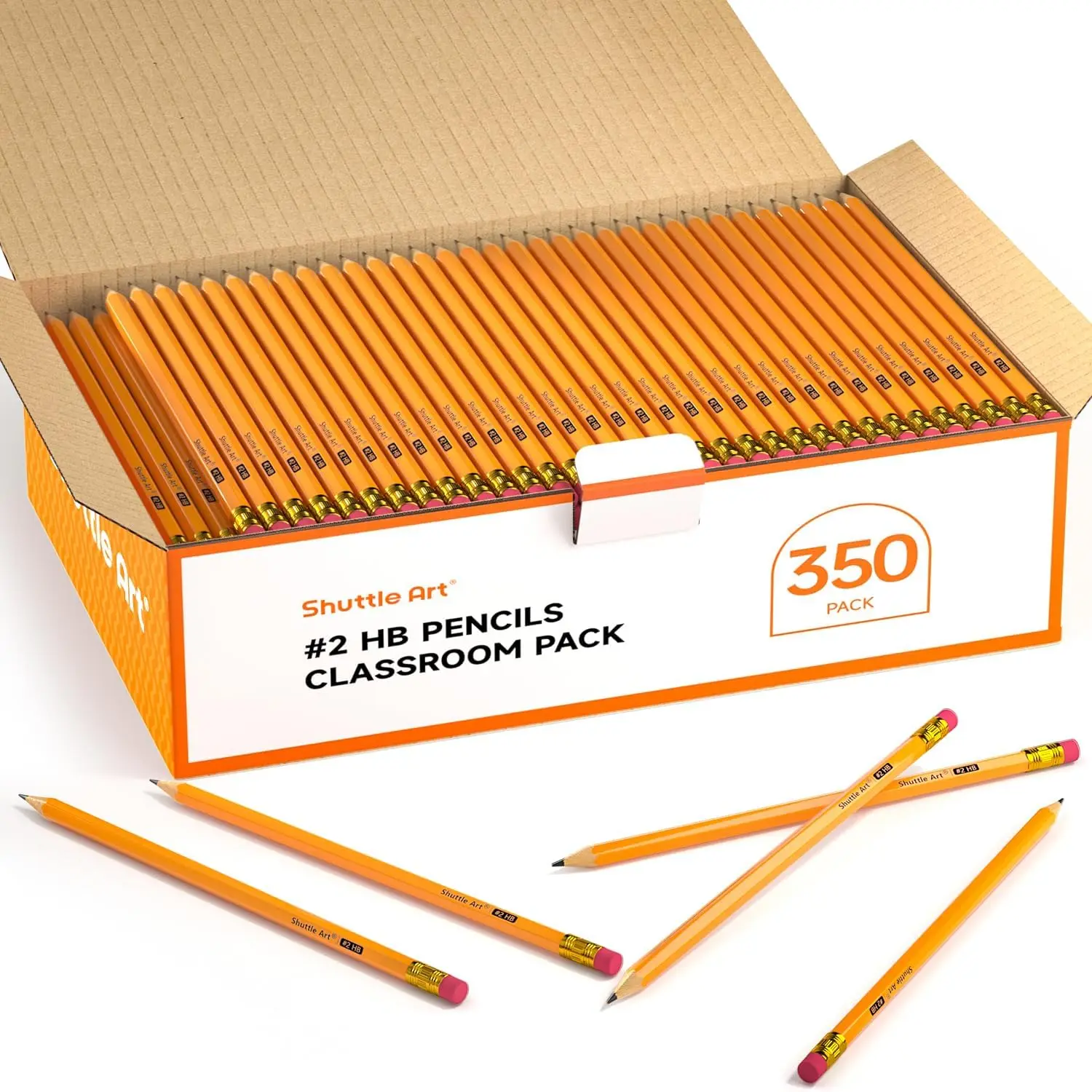 

350 Pack #2 HB Pencils, Pre-Sharpened Yellow Graphite Pencils with Erasers, Bulk for School and Office