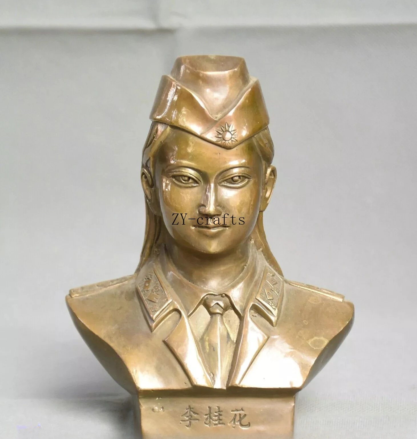 

6" Old Chinese Bronze Member of the Communist Party Li Guihua Head Statue