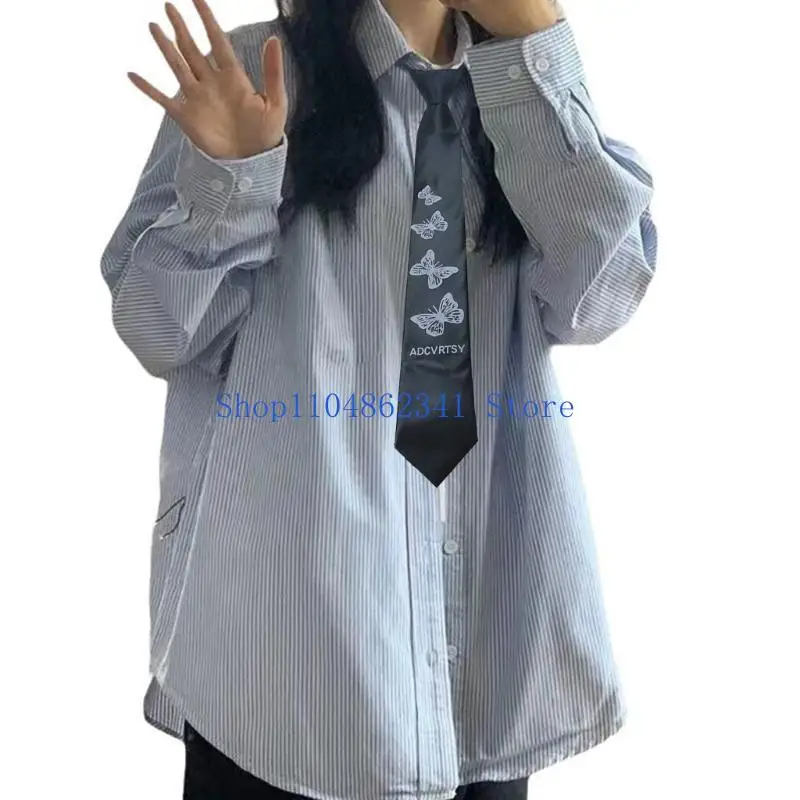 5asd Cravatta pre-annodata unisex con cerniere regolabili Farfalla stampa floreale Cravatta nera Campus Preppy Uniforme Colletto