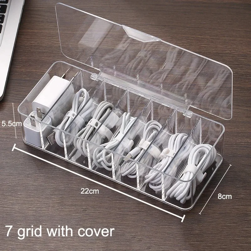 Dust proof storage cable box, hub organizer box, desktop data cable storage box, mobile phone charging cable, power cord buckle