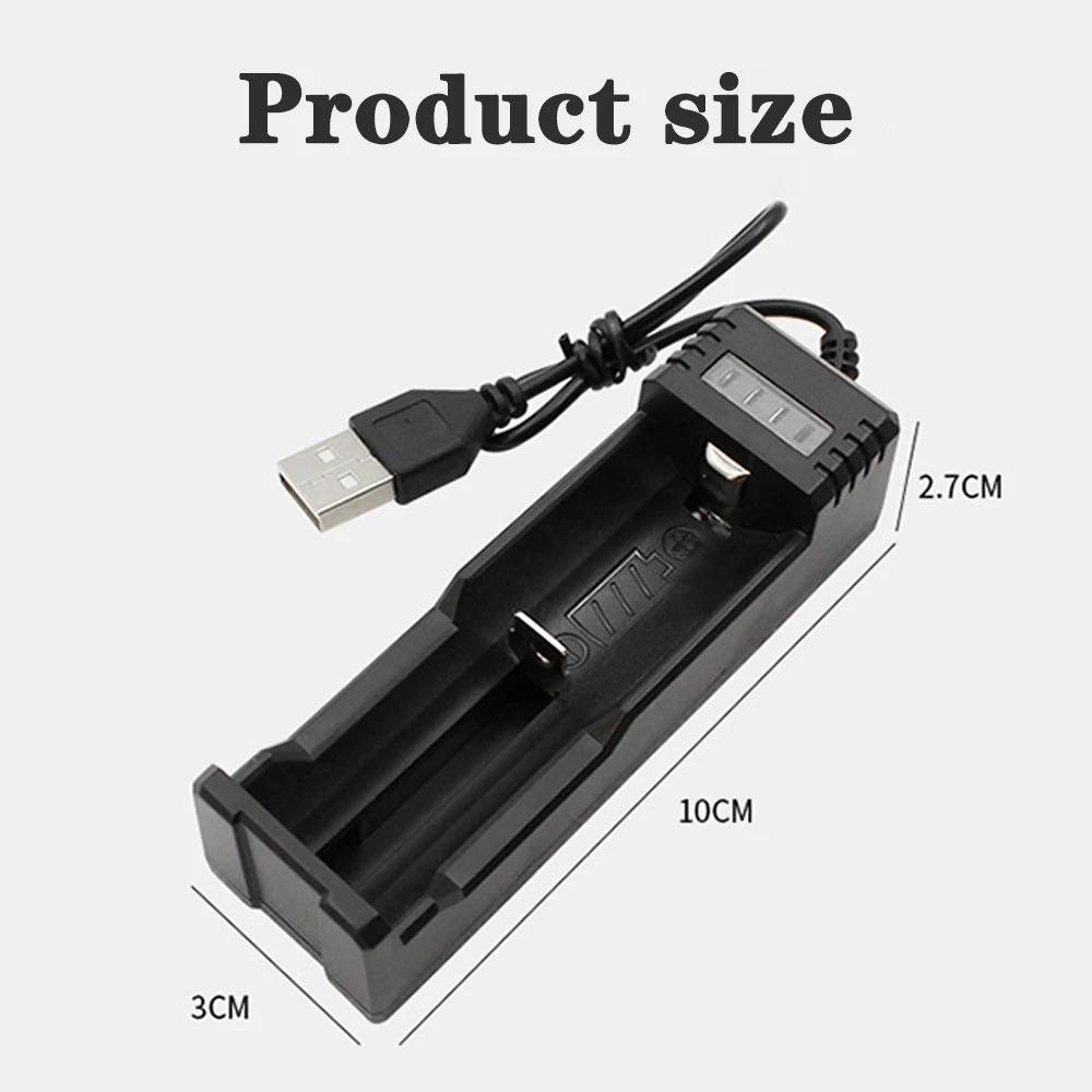 Carregador esperto universal do entalhe do USB único, carregador de lítio para o brinquedo da lanterna elétrica, 18350, 18500, 18650, 14500, 14650, 26650, 3.7V-4.2V