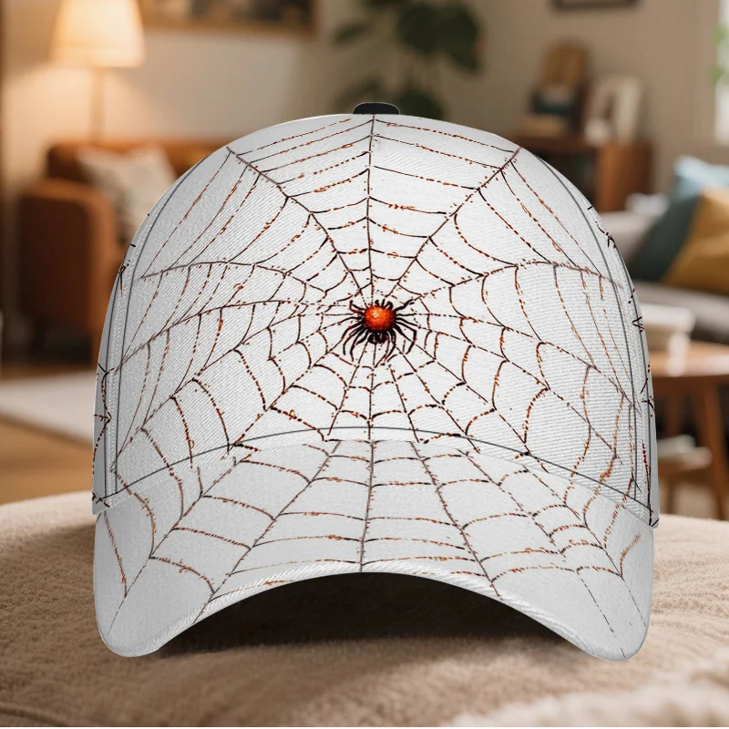 Spider Web Design Print Classic Baseball Cap Casual Adjustable Duckbill Hat Lightweight Ideal For Daily Wear And Weekend Getaway