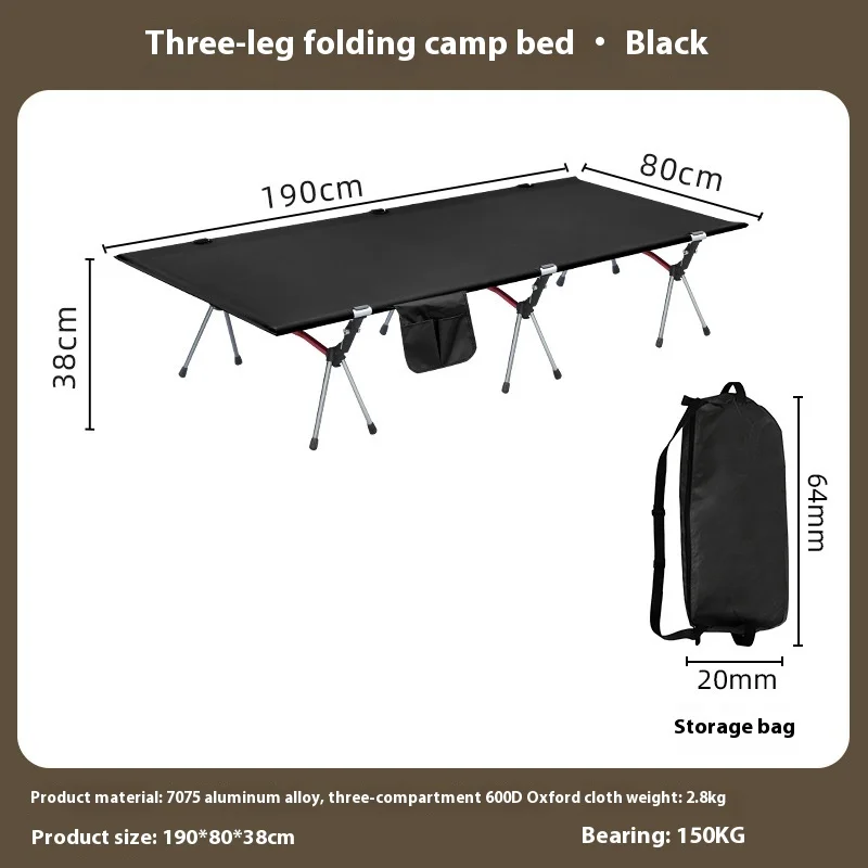 Lohascamping 90cm brede campingbed, ultralicht, draagbaar, hoog-laag, dubbel doel, opklapbaar, voor backpacken, reizen, wandelen en slapen