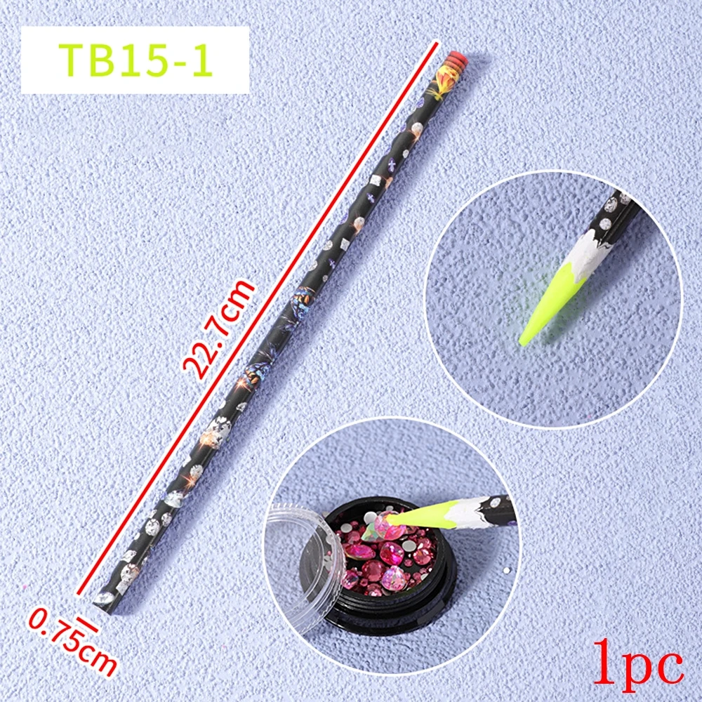 1-10 Stuks Nail Art Steentjes Edelstenen Picker Wax Potlood Hout Potlood Pick-Up Kristal Gemakkelijk Oppakken Puntgereedschap Diy Decoratie
