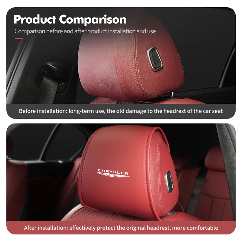 Car Seat Headrest Cover Support Neck Pillow Case Accessories For Chrysler 300c 200 Cruiser Grand Voyager Pacifica Town Country