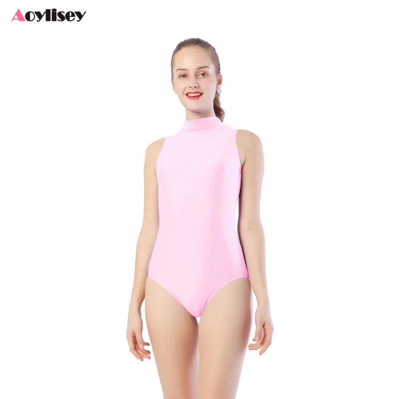 Erwachsene ärmellose Ballett Tanz tragen Trikots High Neck Gymnastik Body suits Stram pler Skinny Workout Stage Halloween Kostüme