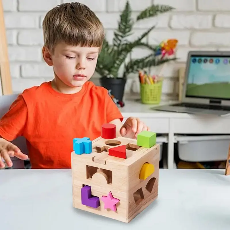 Puzzle-Form, passendes Spielzeug, Sortierwürfel aus Holz, Formsortierer, Spielzeug, Feinmotorik, klassisches Lernspielzeug, Puzzlespiele mit 13 Formen