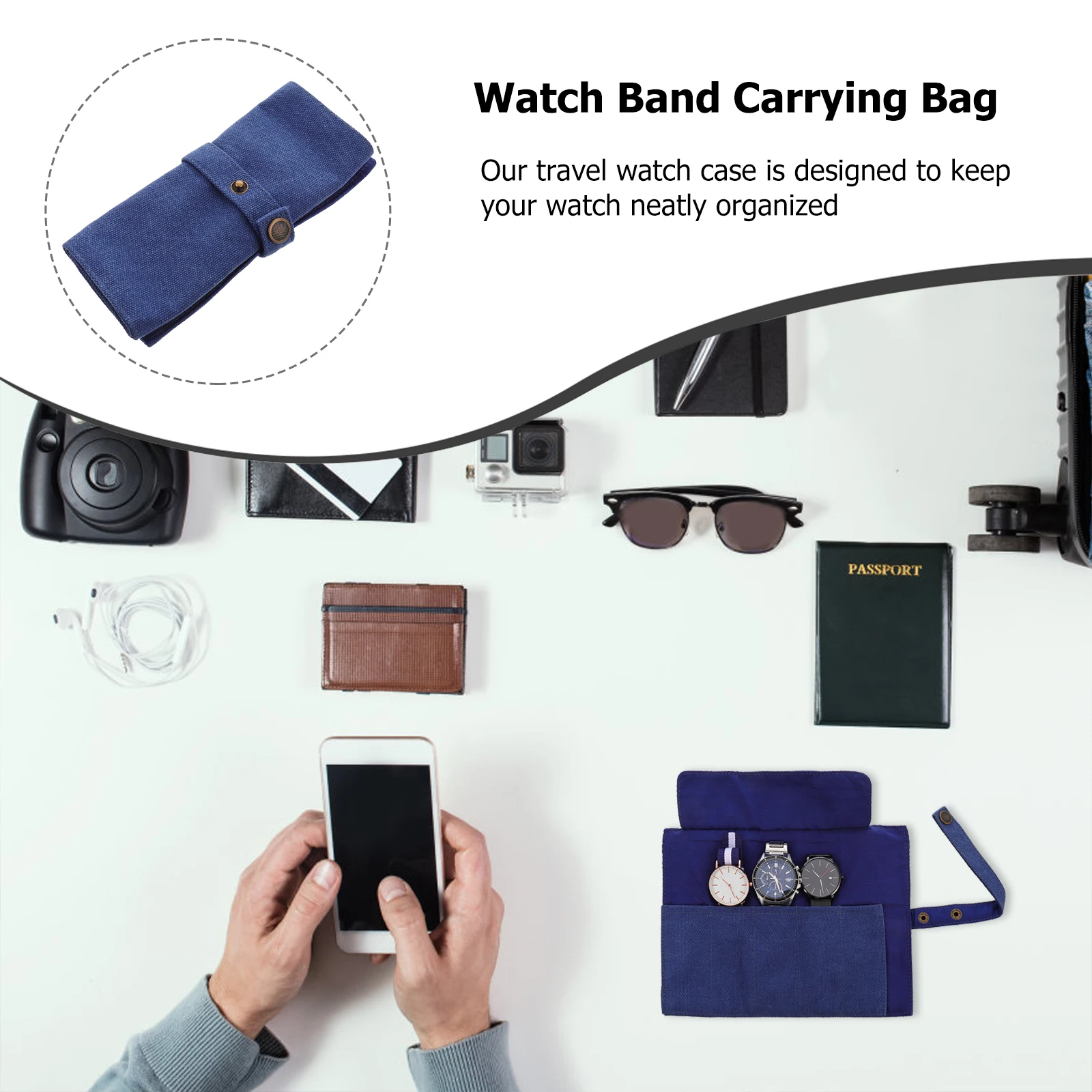 

Premium Canvas Travel Watch Roll Organizer Storage Bag Durable Portable Case For Watches Bands Pouch